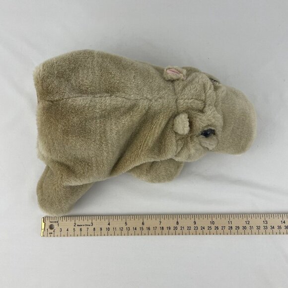 Hippopotamus Hippo 12” Plush Hand Puppet Light Brown Stuffed Toy Pretend Play - Picture 6 of 6
